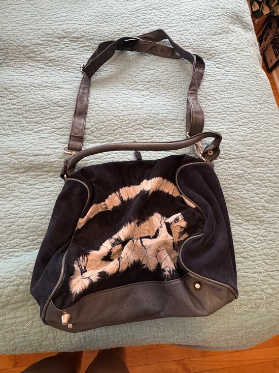 Handbags - Religion Blue Tie-Dye Suede Shoulder Bag